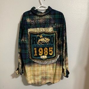 Vintage western distressed flannel